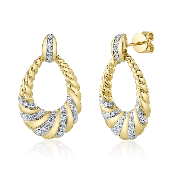 14K Gold Diamond Teardrop Earrings