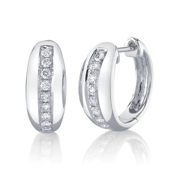 14K Gold Diamond Hoops Earrings