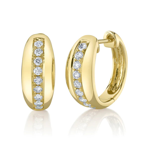 14K Gold Diamond Hoops Earrings