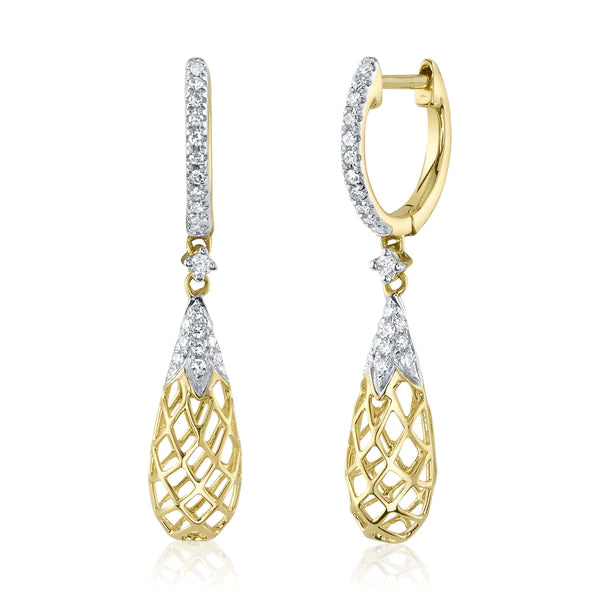14K Gold Diamond Drop Earrings