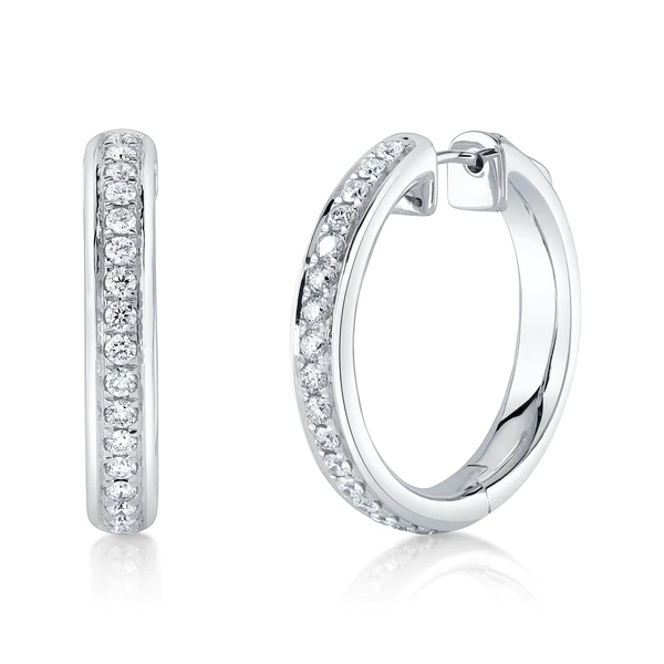 14K Gold Diamond Hoop Earrings