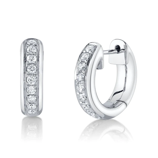 14K Gold Diamond Huggie Earrings