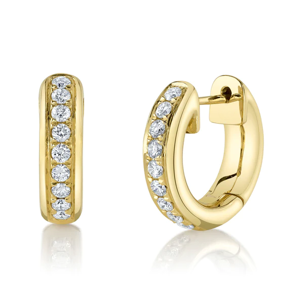 14K Gold Diamond Huggie Earrings