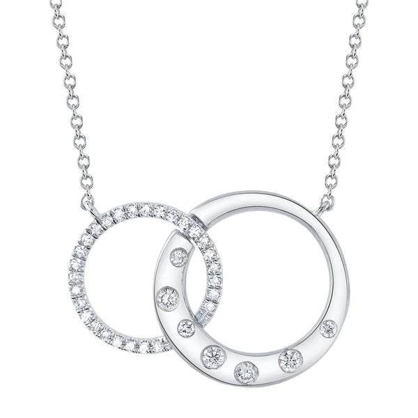 14K Gold Diamond Circle Knot Necklace