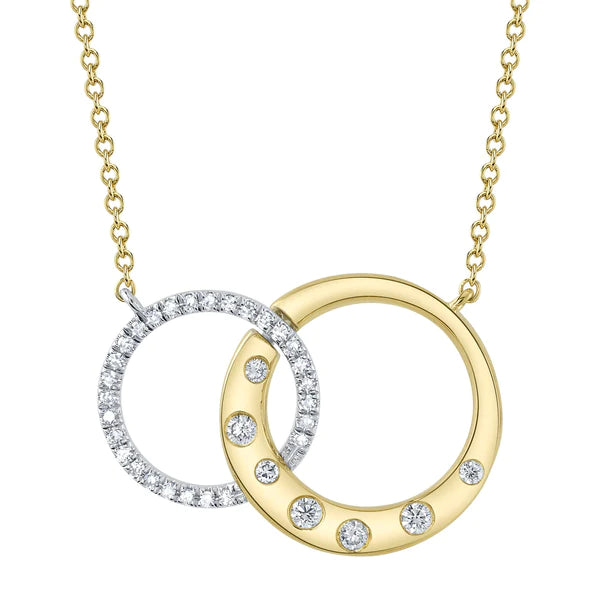14K Gold Diamond Circle Knot Necklace