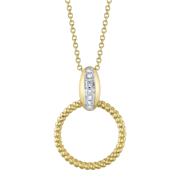 14K Gold Diamond Circle Necklace