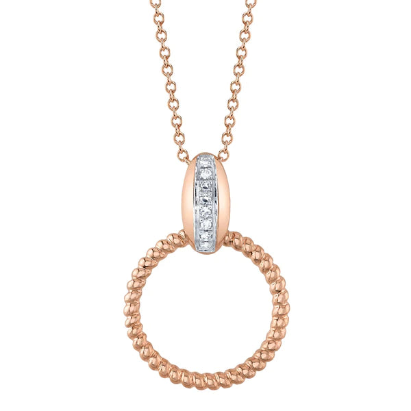 14K Gold Diamond Circle Necklace