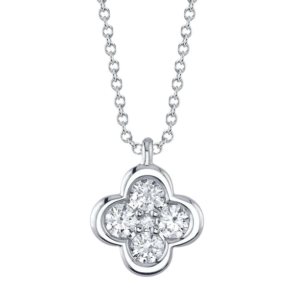 14K Gold Diamond Clover Necklace