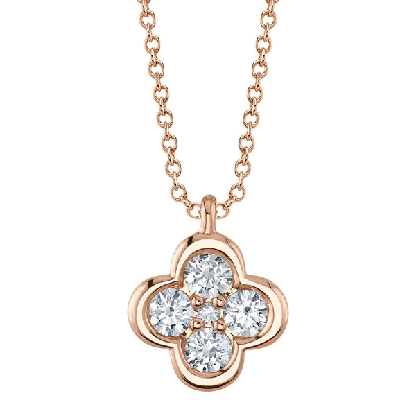 14K Gold Diamond Clover Necklace