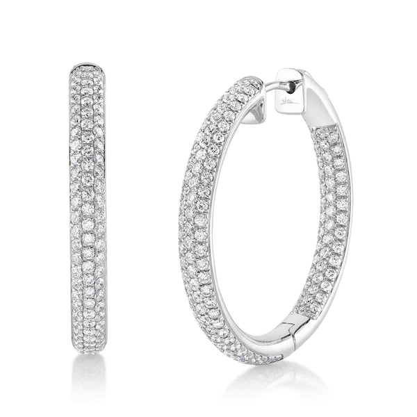 14K Gold Diamond Hoop Earrings