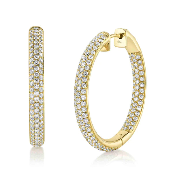 14K Gold Diamond Hoop Earrings