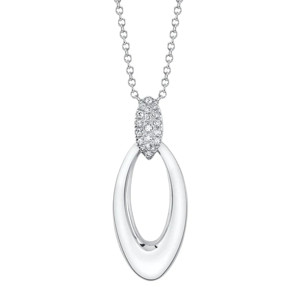 14K Gold Diamond Oval Necklace