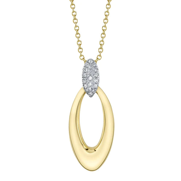 14K Gold Diamond Oval Necklace