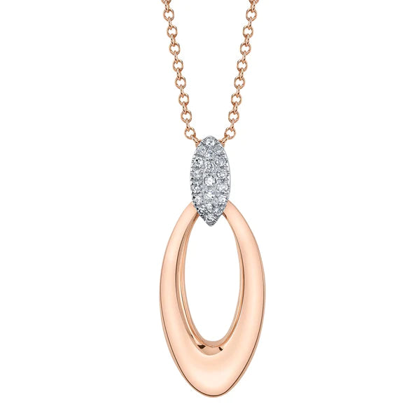 14K Gold Diamond Oval Necklace