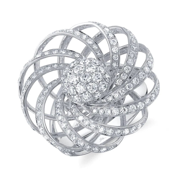 14K Gold Diamond Flower Ring