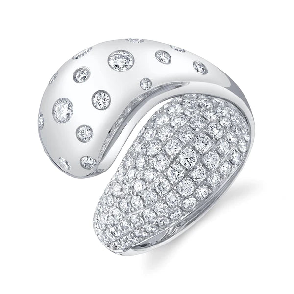 14K Gold Diamond Bypass Wrap Ring