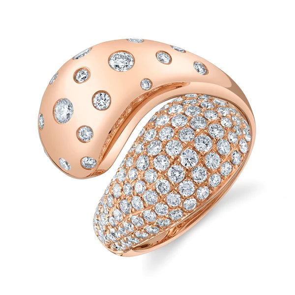 14K Gold Diamond Bypass Wrap Ring