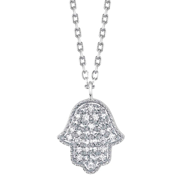 14K Gold Diamond Pave Hamsa Necklace