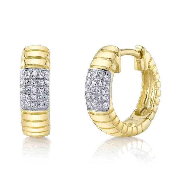 14K Gold Diamond Huggie Earrings