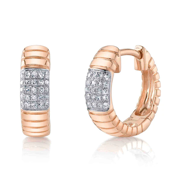 14K Gold Diamond Huggie Earrings