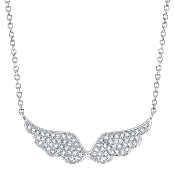 14K Gold Diamond Angel Wings Necklace