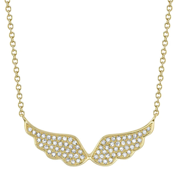 14K Gold Diamond Angel Wings Necklace