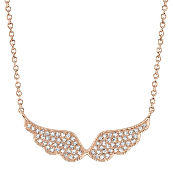 14K Gold Diamond Angel Wings Necklace