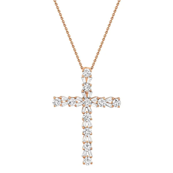 14K Gold Diamond Cross Necklace