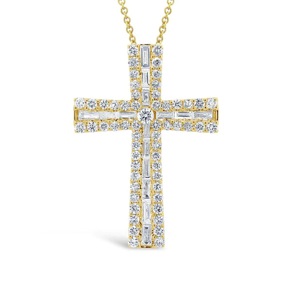 14K Gold Diamond Cross Necklace