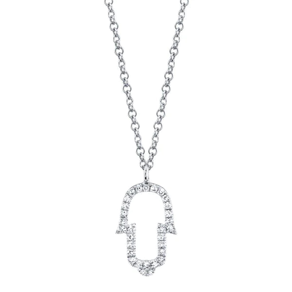 14K Gold Diamond Hamsa Pendant Necklace