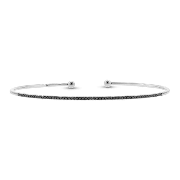 14K Gold 0.17 CT Black Diamond Bangle Bracelet
