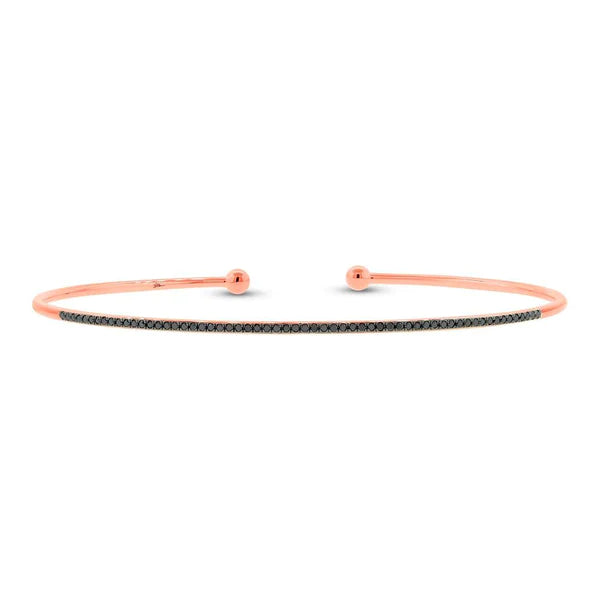 14K Gold 0.17 CT Black Diamond Bangle Bracelet
