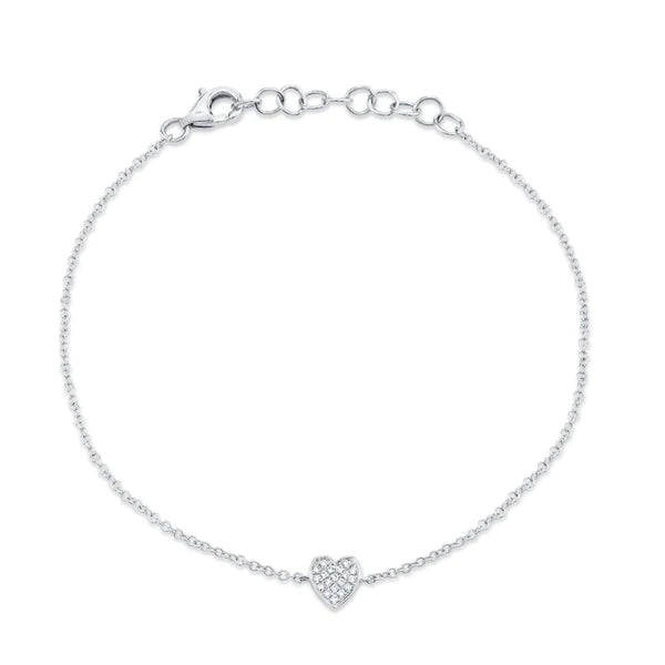 14K Gold Diamond Heart Anklet 9"