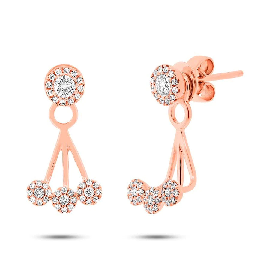 14K Gold 0.37 CT Diamond Ear Jacket Earrings