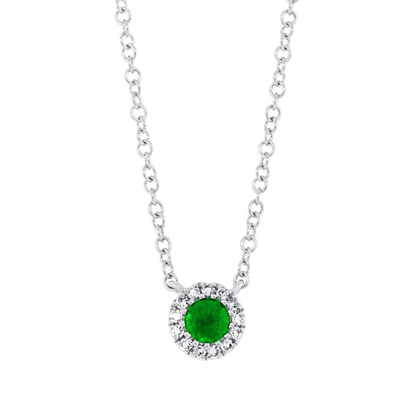 14K Gold Green Garnet Diamond Pendant Necklace