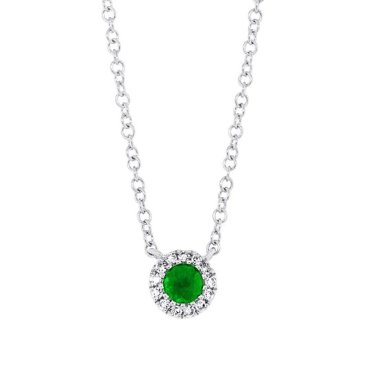 14K Gold Green Garnet Diamond Pendant Necklace