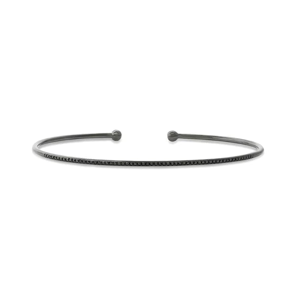 14K Gold 0.17 CT Black Diamond Bangle Bracelet