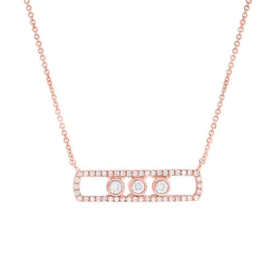 14K Gold 0.24 CT Diamond Slider Bar Necklace