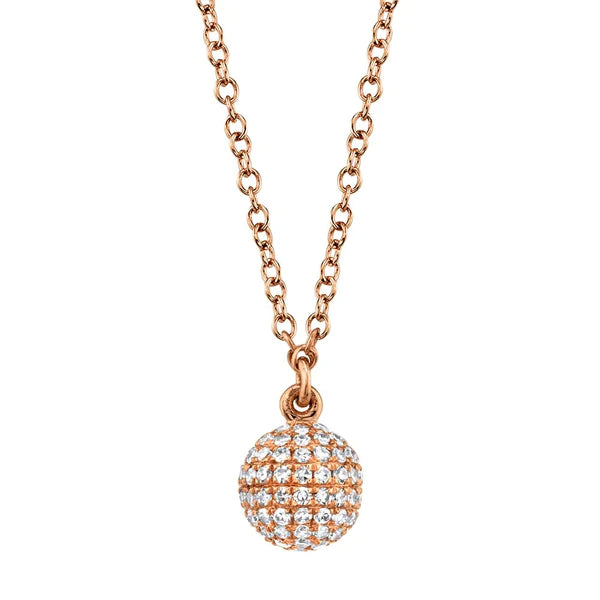 14K Gold 0.19CT Diamond Ball Necklace