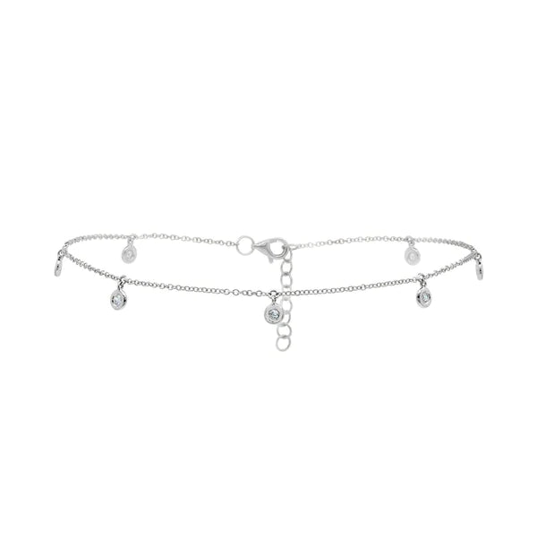 14K Gold Diamond Bezel Set Anklet 9"