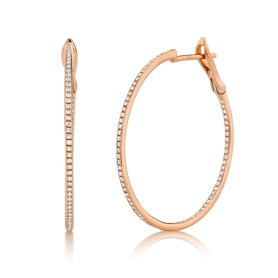 14K Gold 0.40 CT Diamond Hoop Earrings