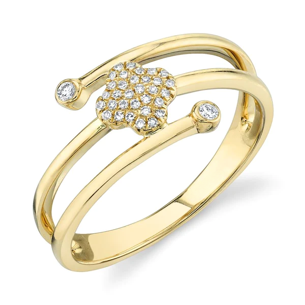 14K Gold 0.10 CT Diamond Clover Wrap Spiral Ring