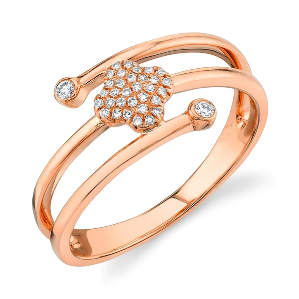 14K Gold 0.10 CT Diamond Clover Wrap Spiral Ring
