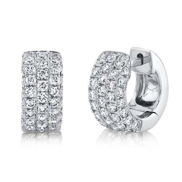 14K Gold Diamond Huggie Earrings