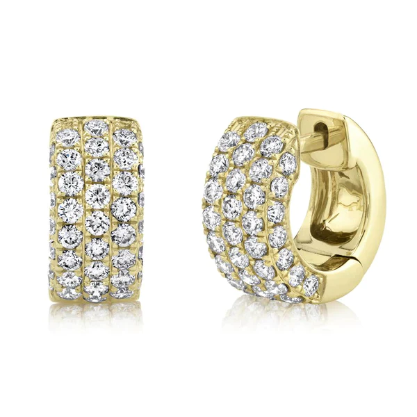 14K Gold Diamond Huggie Earrings