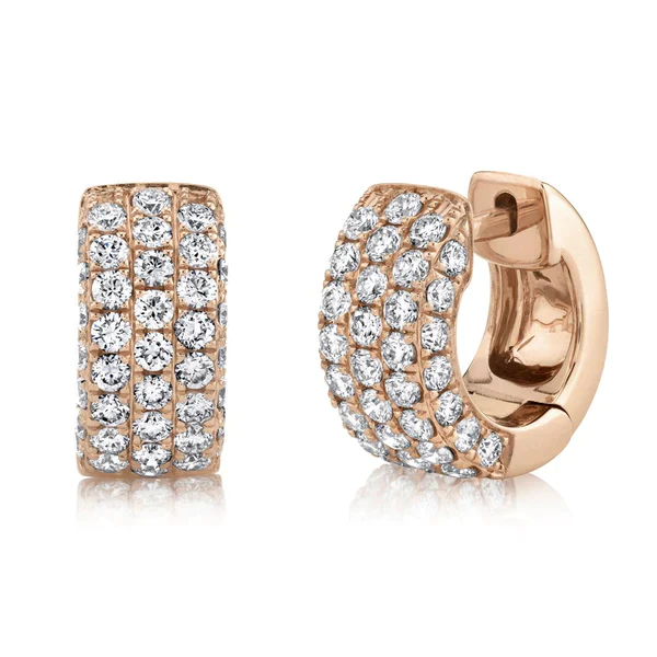 14K Gold Diamond Huggie Earrings