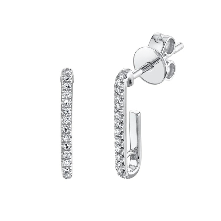 14K Gold 0.08 CT Diamond Paper Clip Earrings