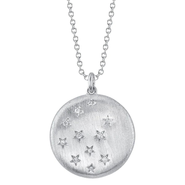 14K Gold Diamond Star Disc Circle Necklace