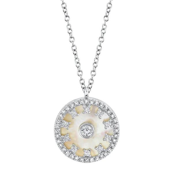 14K Gold 1.73 Mother Of Pearl Diamond Necklace