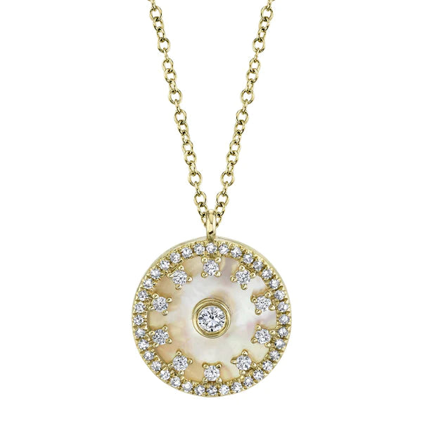 14K Gold 1.73 Mother Of Pearl Diamond Necklace